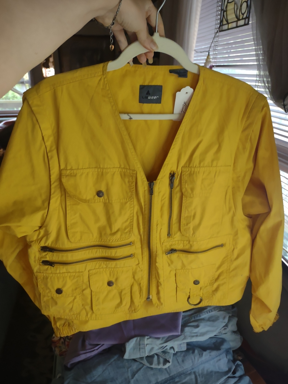 Mustard Yellow Utility Zip-Front Jacket/Vest